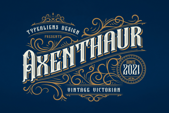Axenthaur: A Detailed Vintage Blackletter Font for Crafty Ideas